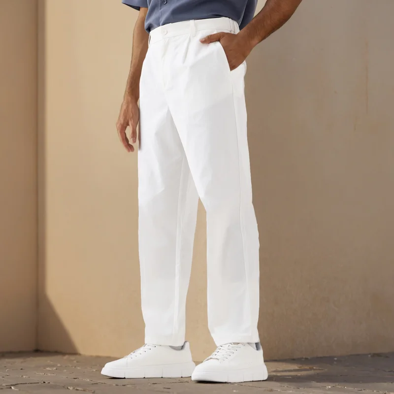 Iconic Regular Fit Pleated Pants with Flexi Waist and Pockets