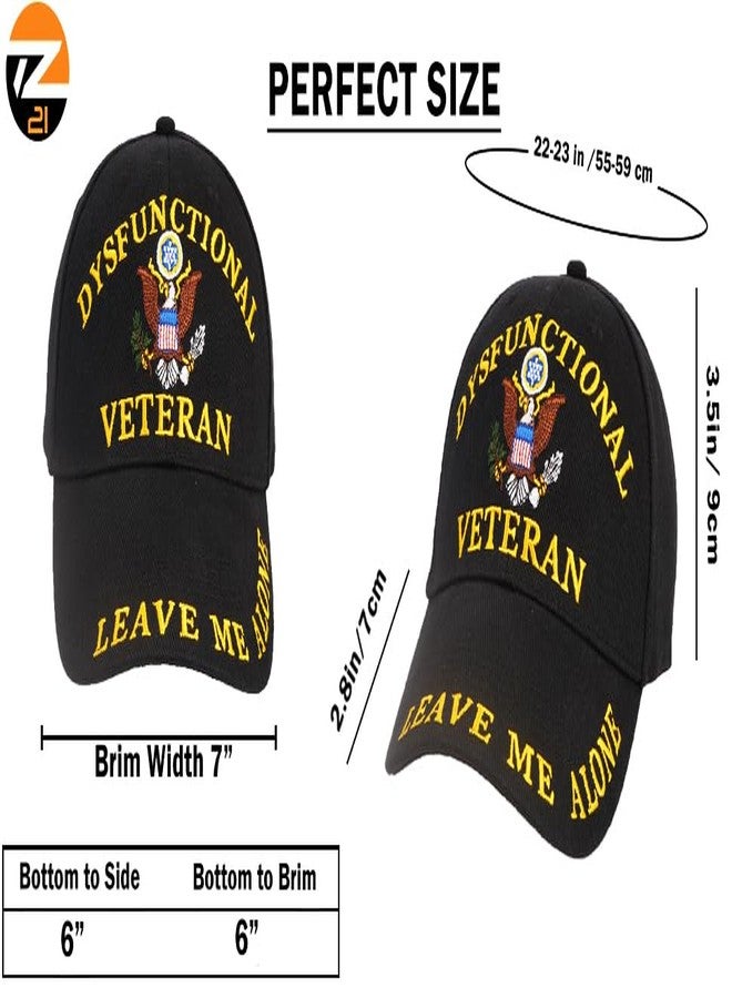 Trendy Zone 21 Dysfunctional Veterans Cap | Military Baseball Hat, Adjustable, Durable, Comfortable Fit, Embroidered Vet Hat for Everyday Wear Black - Image 3