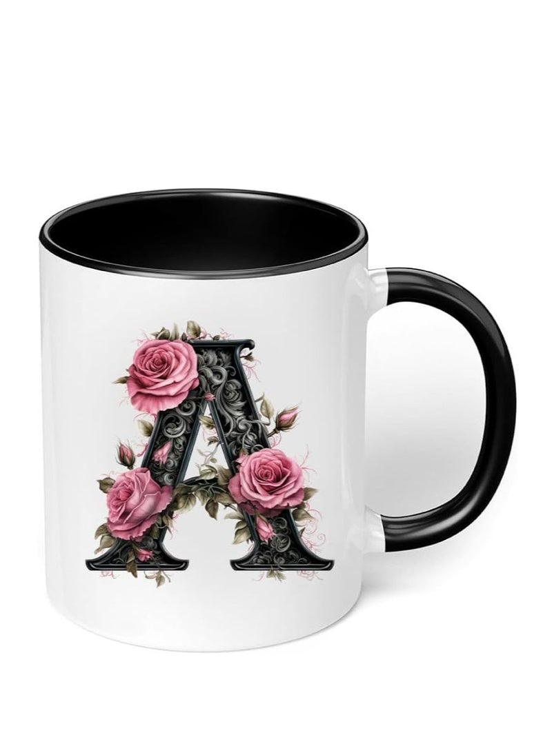 RYN® Ceramic Coffee Mug with Initial Design Printed Gift for Coffee and Tea Lovers 11 Oz  alphabet A - Image 1