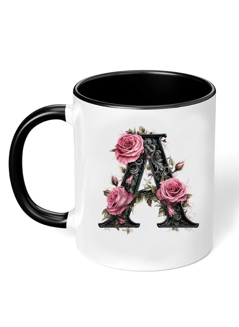 RYN® Ceramic Coffee Mug with Initial Design Printed Gift for Coffee and Tea Lovers 11 Oz  alphabet A - Image 2