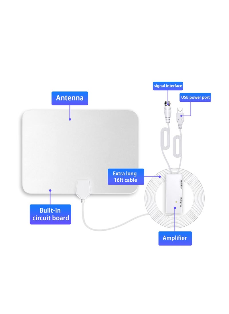 SYOSI - 4K 1080p Digital TV Antenna, HD TV Digital Antenna with Signal Booster Smart TV Supported Digital Antenna Free Local Channel TV Antenna for Smart TV and All Older TV's -Signal Booster 16FT Cable - Image 1