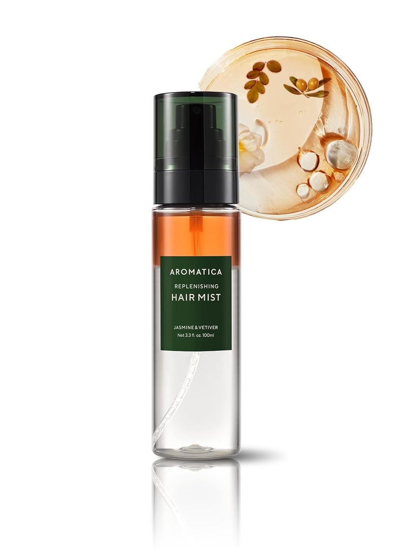 AROMATICA REPLENISHING HAIR MIST JASMINE  VETIVER 33fl oz100ml  Leave In Conditioner Spray  Hair Perfume for Women  SiliconeFree Detangling Smoothing  Moisturizing with Essential Oils