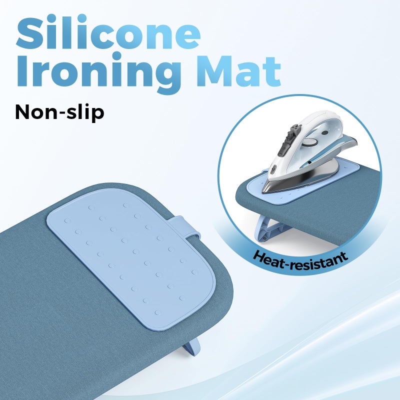 KINGBOARD Tabletop Ironing Board, Small Ironing Board with Iron Mat, Foldable Mini Iron Board, Easy Storage for Travel & Dorm, 12x32 Blue - Image 4