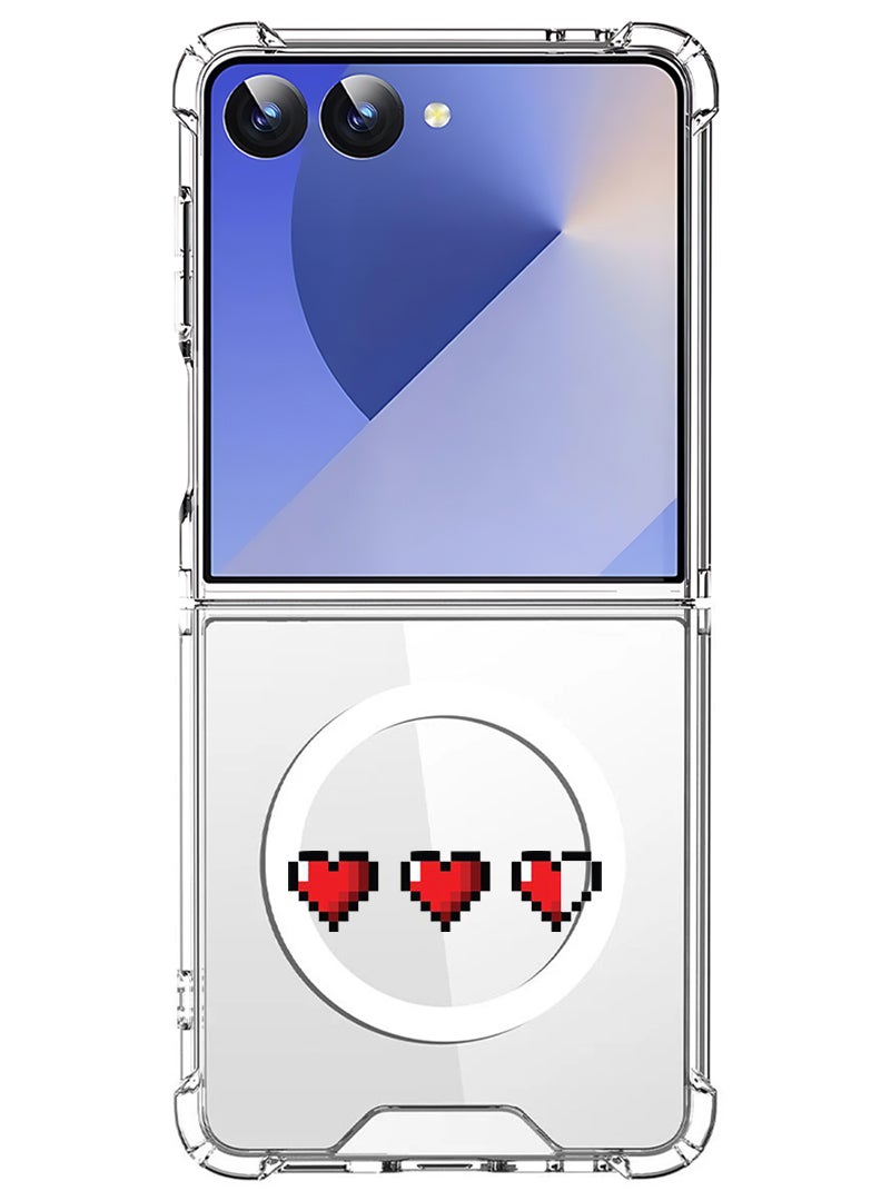Theodor Magnetic Case for Samsung Galaxy Z Flip 7 Compatible with MagSafe Wireless Charging, Shockproof Phone Bumper Cover 3 Hearts - Image 1