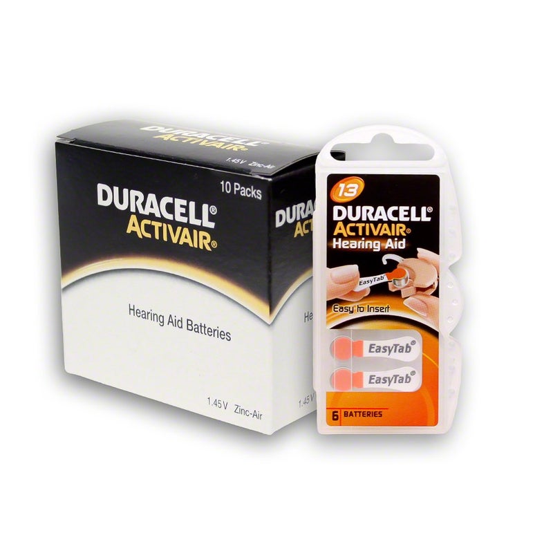Duracell Hearing Aid Batteries Size 13 Pack of 60 batteries (10 pack of 6 each) 1.45V - Image 2