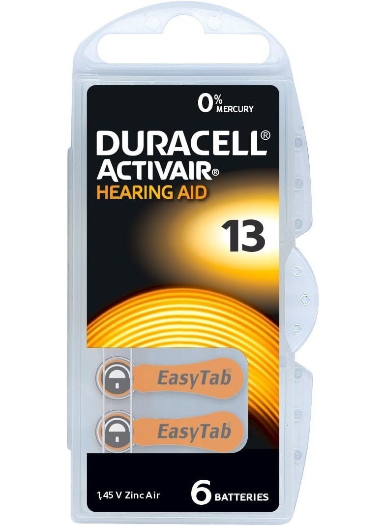 Duracell Hearing Aid Batteries Size 13 Pack of 60 batteries (10 pack of 6 each) 1.45V - Image 1