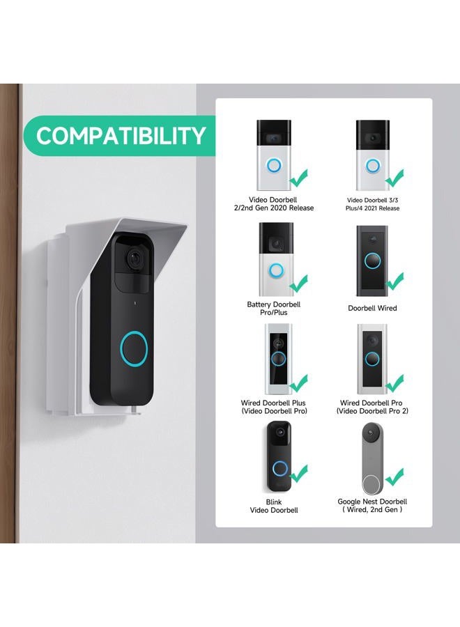 Ayotu Waterproof Adjustable(30 to 60 Degree) Angle Mount for Video Doorbell 4/3 & Doorbell 2nd Gen(2020Release)/1st Gen,Wedge Corner Kit with Anti-Slip Screw and Waterproof Cap,1 Pack White - Image 2