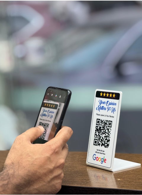 QR Code display stand Acrylic, L-shaped Google review stand