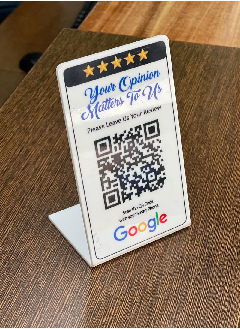 QR Code display stand Acrylic, L-shaped Google review stand