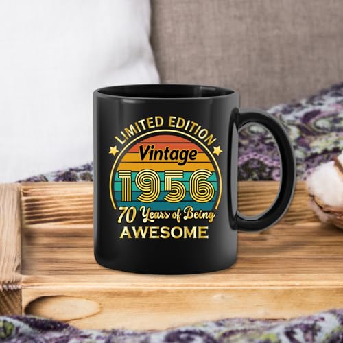 QUPT 70th Birthday Gifts for Women Men, 70th Birthday Gifts for Him, 1956 Birthday Gifts for Women Men, 70 Years Old Gifts, 1956 Birthday Gifts for Her Him, 70th Birthday Presents Coffee Mug - Image 4