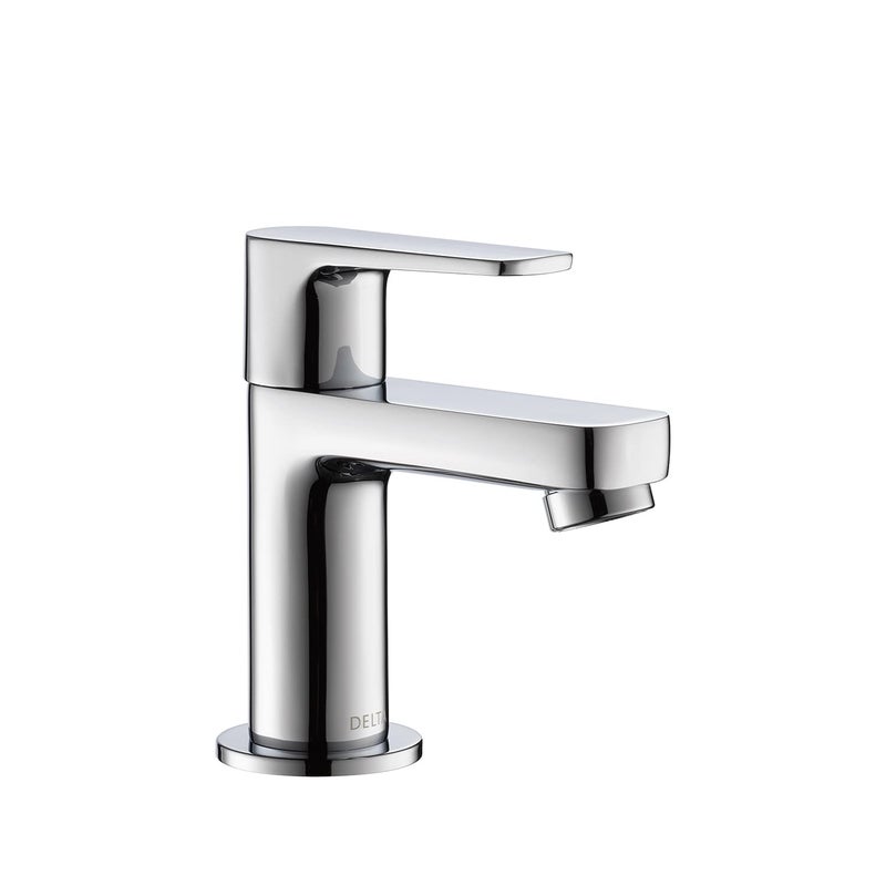 DELTA FAUCET صنبور دلتا | صنبور عمود نحاسي إكسا-جيف | كروم مصقول | 44020-SQ | صنبور مياه للحمام | صنبور حوض - مثبت على السطح - Image 1