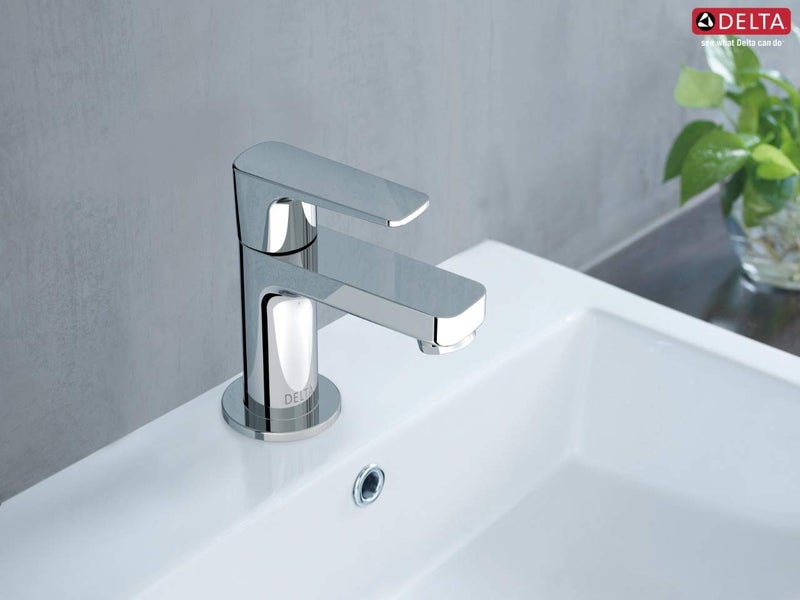 DELTA FAUCET صنبور دلتا | صنبور عمود نحاسي إكسا-جيف | كروم مصقول | 44020-SQ | صنبور مياه للحمام | صنبور حوض - مثبت على السطح - Image 2
