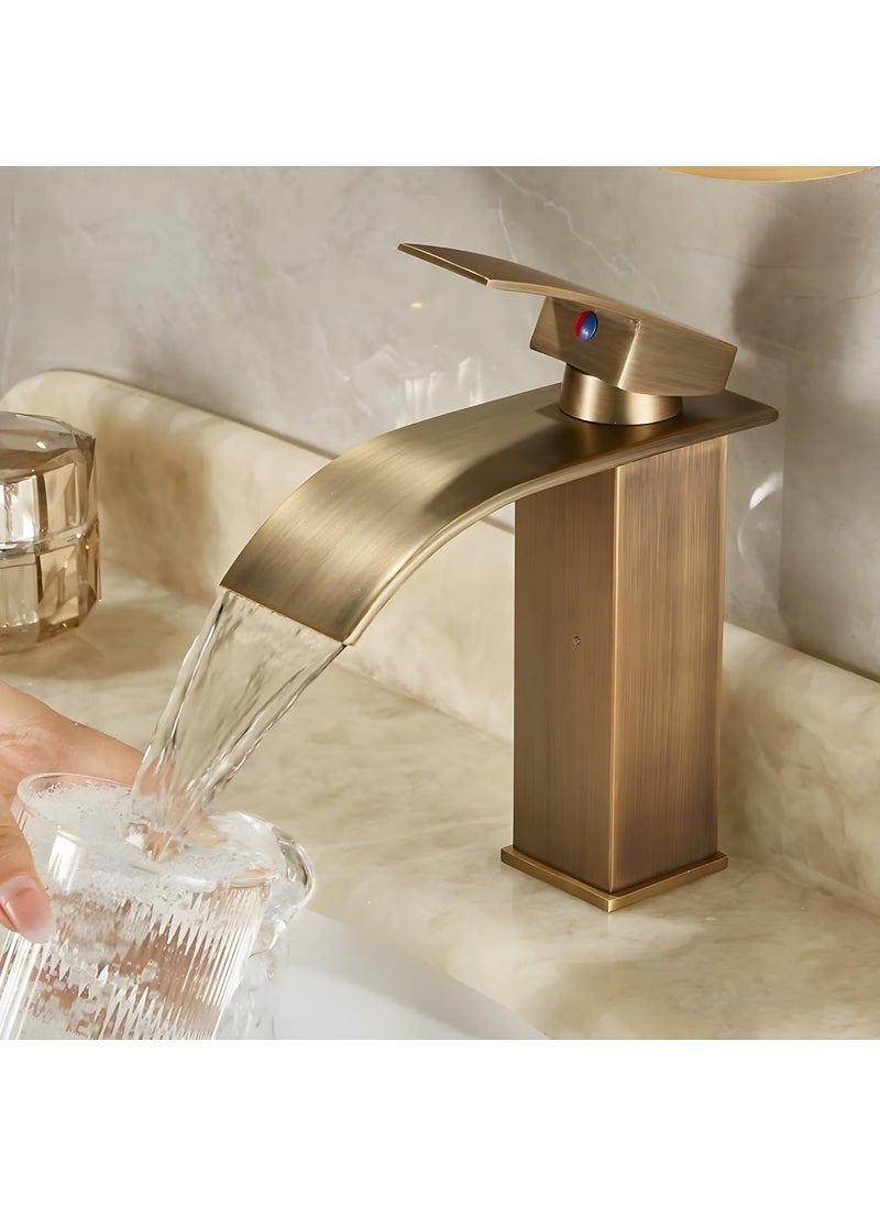 24x7 eMall - 24x7 eMall Antique Brown Waterfall Faucet Waterfall Single Lever Basin Mixer Waterfall, SS Material, for Bathroom Washbasin Toilet 7 Inches Height - Image 1