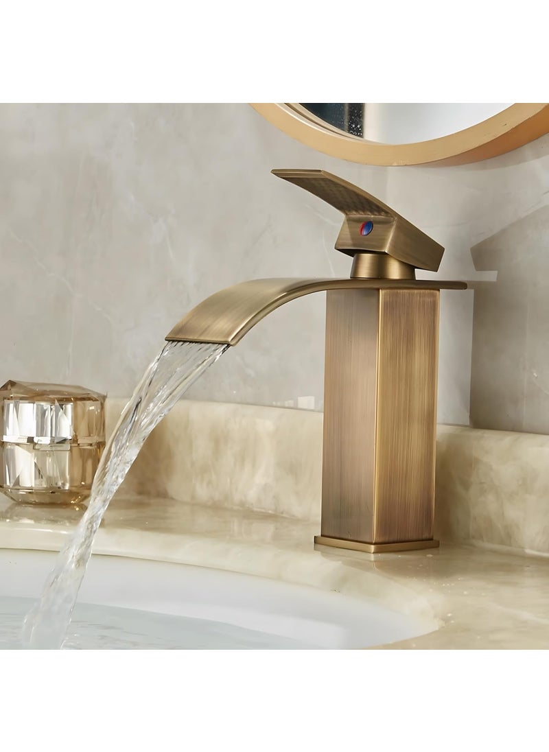 24x7 eMall - 24x7 eMall Antique Brown Waterfall Faucet Waterfall Single Lever Basin Mixer Waterfall, SS Material, for Bathroom Washbasin Toilet 7 Inches Height - Image 1