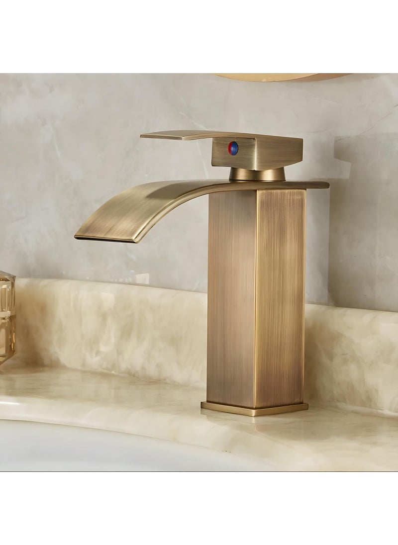 24x7 eMall - 24x7 eMall Antique Brown Waterfall Faucet Waterfall Single Lever Basin Mixer Waterfall, SS Material, for Bathroom Washbasin Toilet 7 Inches Height - Image 1
