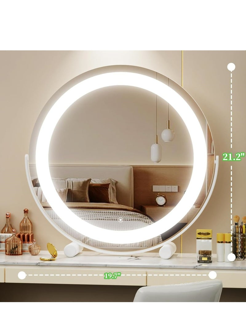 جوي لينك 19.7 بوصة مرآة مكياج كبيرة مع أضواء، مرآة مكياج مستديرة مضاءة بإضاءة LED، مرآة مكياج كبيرة مع أضواء، مرآة مكياج كبيرة مع أضواء، ذكية تعمل باللمس بزاوية 360 درجة مع إضاءة ب3 ألوان قابلة للتعتيم لسطح مكتب الغرور، غرفة النوم - Image 5