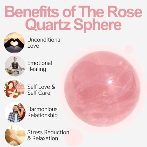 TOI SHOP Natural Crystal Ball for Healing, Home Decor, Fengshui. (2 inch) (Rose) - Image 2