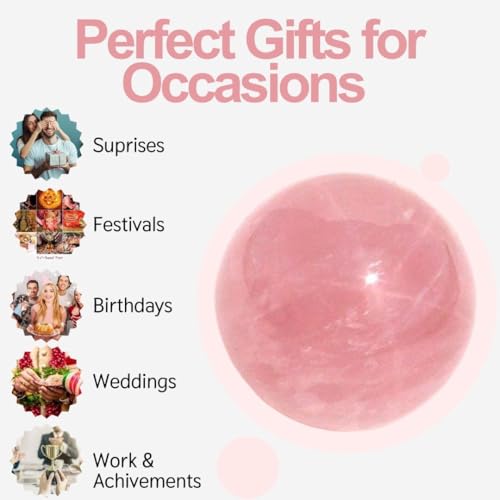 TOI SHOP Natural Crystal Ball for Healing, Home Decor, Fengshui. (2 inch) (Rose) - Image 4