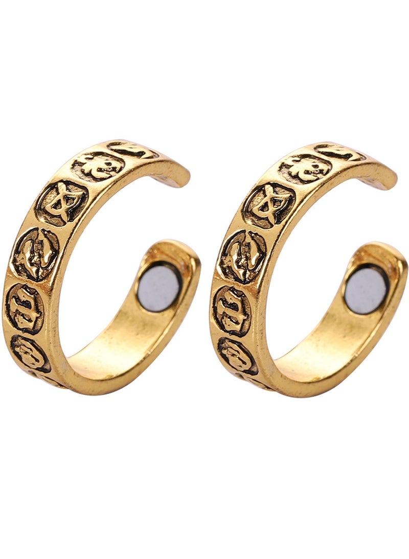 Generic 2 PCS Men Lymphatic Drainage Therapeutic Magnetic Ring, Magnetic Therapeutic Lymphcare Ring Blood Sugar Control Ring Blood Glucose Control Ring Elegant Copper Magnetic Ring Women Men Gifts (Gold)  - Image 1