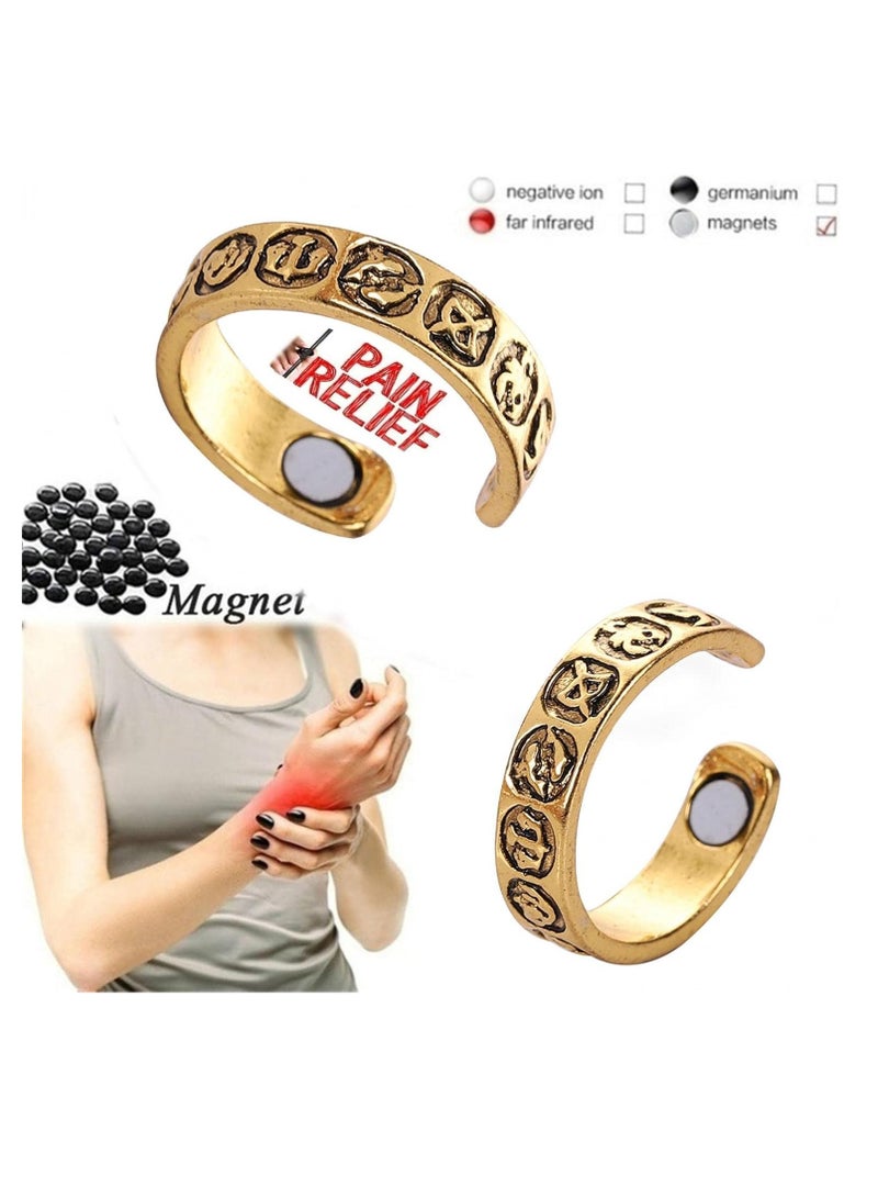 Generic 2 PCS Men Lymphatic Drainage Therapeutic Magnetic Ring, Magnetic Therapeutic Lymphcare Ring Blood Sugar Control Ring Blood Glucose Control Ring Elegant Copper Magnetic Ring Women Men Gifts (Gold)  - Image 3