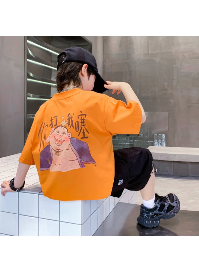 Boys' Summer Clothing Nezha Collaboration Taiyi Short-sleeve T-shirt  New Children's Summer Dopamine Ice-feel Top
