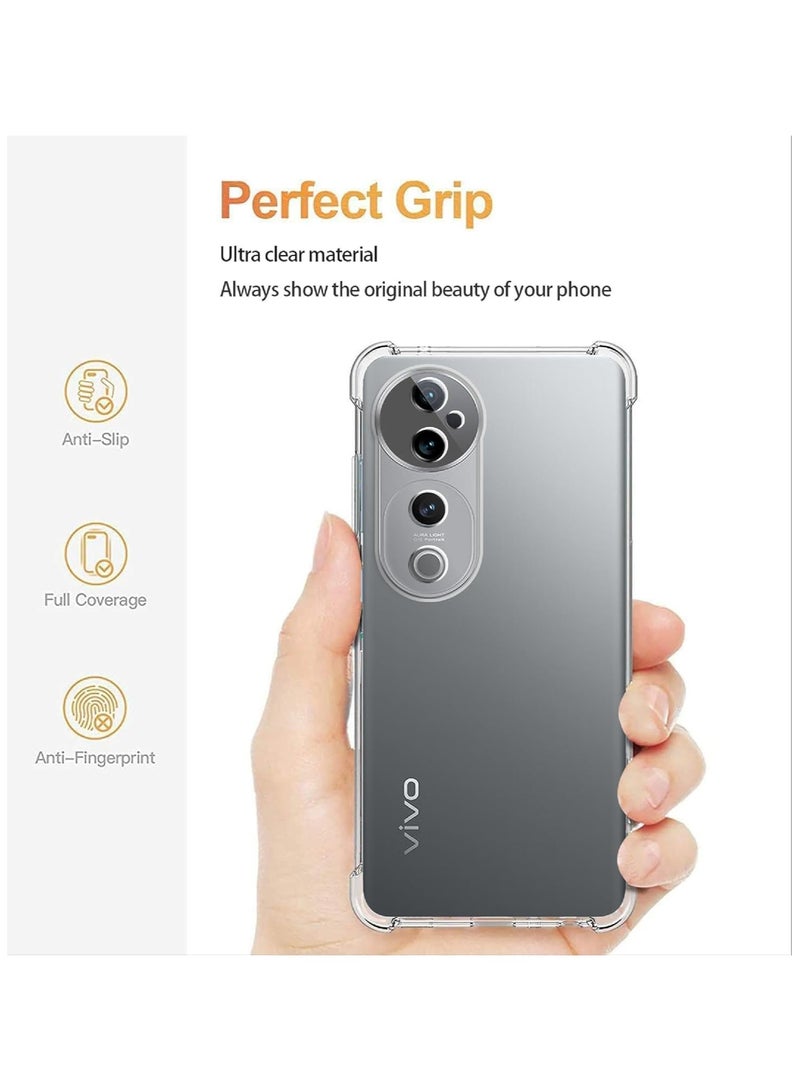 Case for Vivo V40 / V40 Pro / Vivo S19 Pro, Ultra Slim Crystal Anti-Scratch Bumper Cover Flexible Soft TPU Anti-Fall Reinforced Corner Shockproof Transparent Phone Case for Vivo V40 / V40 Pro Clear - Image 2