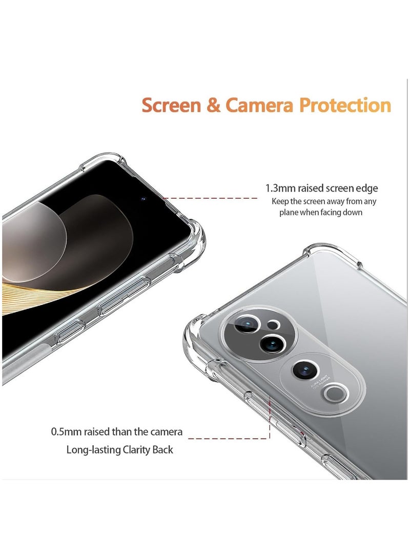 Case for Vivo V40 / V40 Pro / Vivo S19 Pro, Ultra Slim Crystal Anti-Scratch Bumper Cover Flexible Soft TPU Anti-Fall Reinforced Corner Shockproof Transparent Phone Case for Vivo V40 / V40 Pro Clear - Image 4