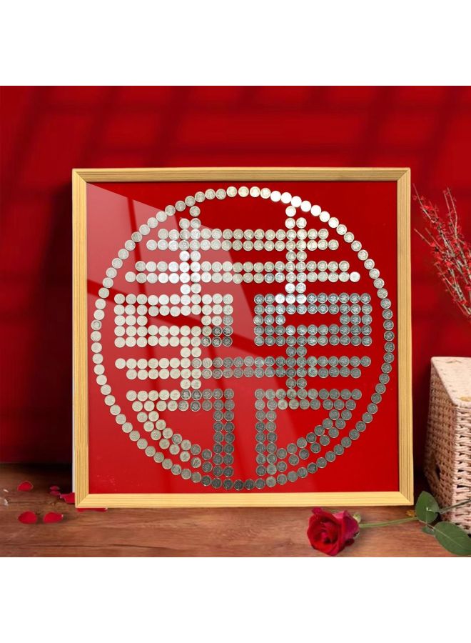 Best Friend Wedding Gift Coin Photo Frame Template Diy Handmade Gift Flocking Cloth 5 50 Cents Mao Xi Zi Xi Zi-Color:Laurel Color Yuanxi 60-60 Requires 42 Wedding Coins - Complete Set Of Photo Frames * Glue Dispensing * Velvet Template * Gift Bag * Wedding Coin - Image 1