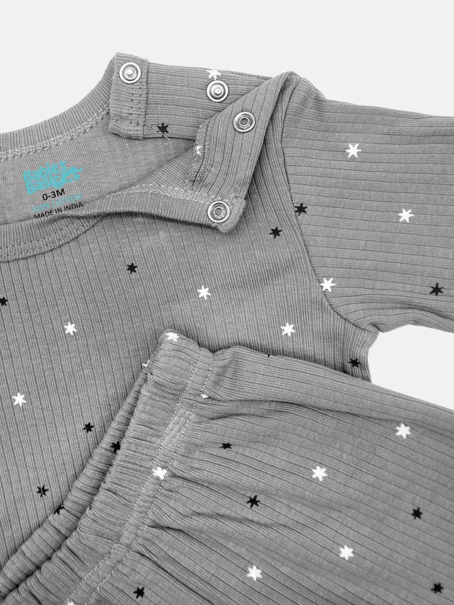 Babies Basic Baby Premium Ribbed Cotton T-Shirt and Printed Pyjama Set - Image 5