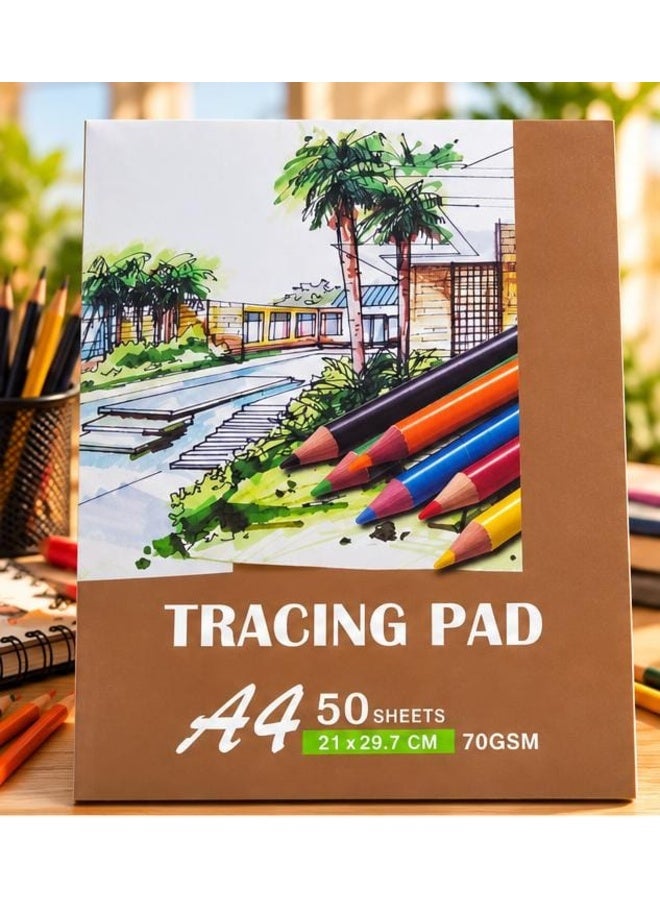 بلوك ورق شفاف للرسم والتتبع A4 – 50 ورقة – 70 GSM - Image 1