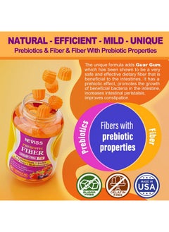 NEVISS NEVISS Prebiotics Fiber Gummies for Adults Sugar Free + Psyllium Husk, 7G High Fiber Supplement (Soluble + Insoluble) with Inulin, Fos, Multivitamin for Daily Digestive Health & Regularity Gut, 60Cts  - Image 4
