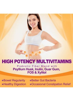 NEVISS NEVISS Prebiotics Fiber Gummies for Adults Sugar Free + Psyllium Husk, 7G High Fiber Supplement (Soluble + Insoluble) with Inulin, Fos, Multivitamin for Daily Digestive Health & Regularity Gut, 60Cts  - Image 5