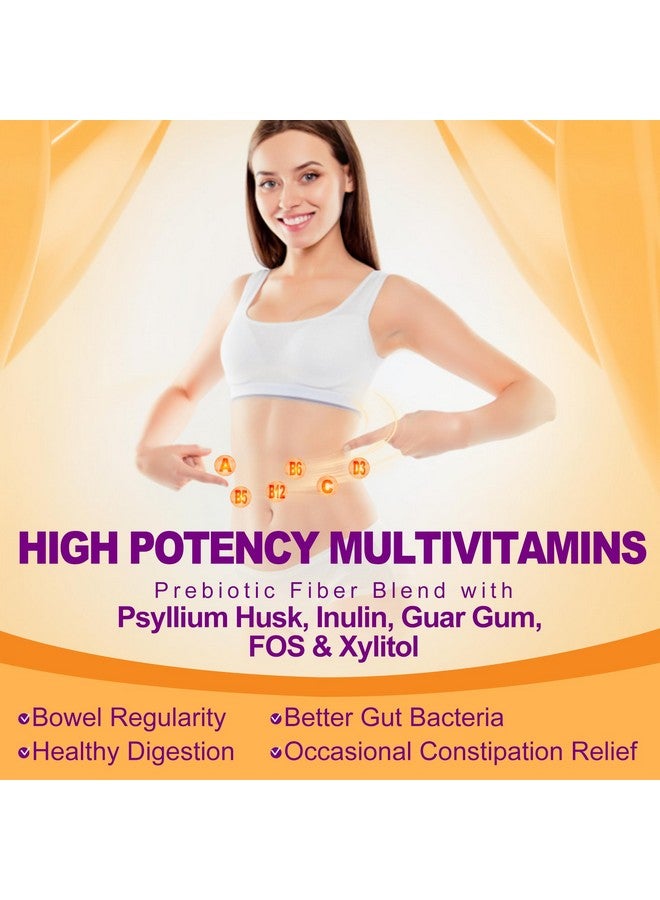 NEVISS Prebiotics Fiber Gummies for Adults Sugar Free + Psyllium Husk, 7G High Fiber Supplement (Soluble + Insoluble) with Inulin, Fos, Multivitamin for Daily Digestive Health & Regularity Gut, 60Cts - Image 5