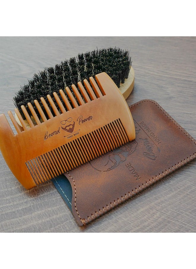 menesia Beard Grooming Kit - Essential For Men, Includes Soft Bristle Brush, Premium Comb With Case  - Image 3