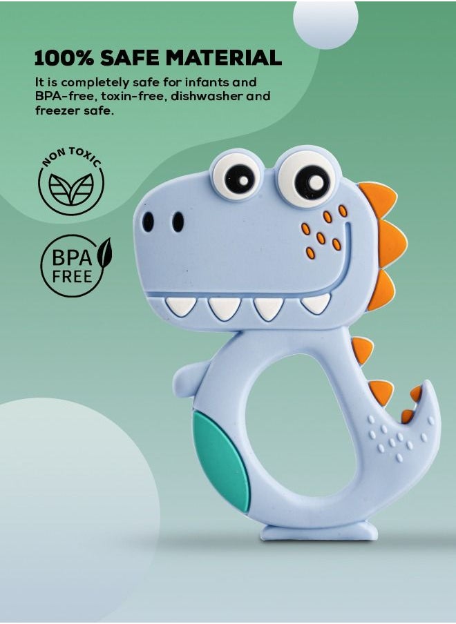 Dinosaur Silicone Teether For Baby Bpa Free Food Grade Silicone Teether For Babies To Soothe Their Gums Easy To Grasp Chewing Toy Teething Toys Baby Teether For 6 To 12 Months Baby Infant Pink