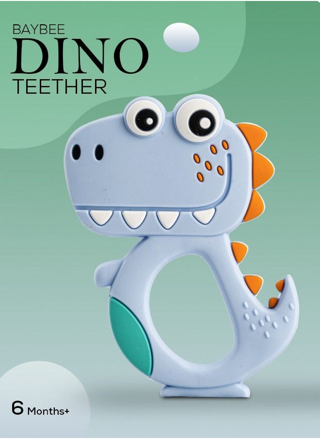 BAYBEE Dinosaur Silicone Teether For Baby Bpa Free Food Grade Silicone Teether For Babies To Soothe Their Gums Easy To Grasp Chewing Toy Teething Toys Baby Teether For 6 To 12 Months Baby Infant Pink  - Image 3