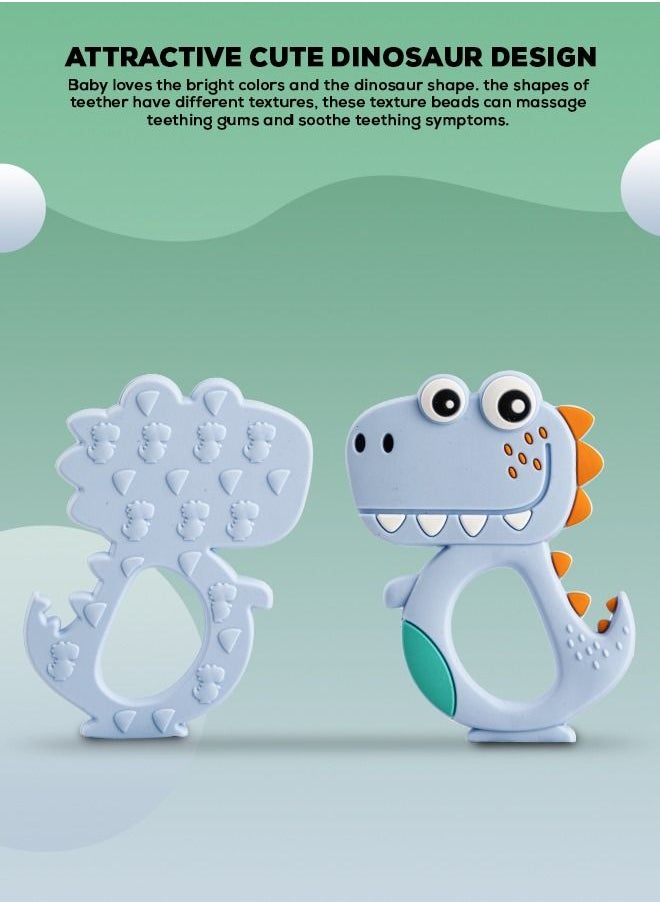 BAYBEE Dinosaur Silicone Teether For Baby Bpa Free Food Grade Silicone Teether For Babies To Soothe Their Gums Easy To Grasp Chewing Toy Teething Toys Baby Teether For 6 To 12 Months Baby Infant Pink  - Image 5
