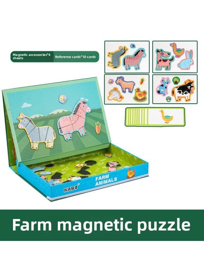 أحجية مغناطيسية للأطفال في صندوق للأولاد والبنات للتدريب على مهارات الدماغ وألعاب العطلات للأطفال التعليم المبكر - اللون: التهجئة المغناطيسية للمزرعة - Image 1