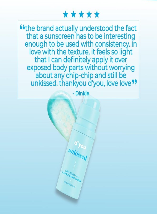 ديو سيروم واقي من الشمس d'you unkissed، واسع الطيف، عامل حماية من الشمس 70+ و PA++++، لا يترك طبقة بيضاء، مرطب ومنعش، يحتوي على 14 مستخلصًا نباتيًا مهدئًا، 10 مل - Image 2