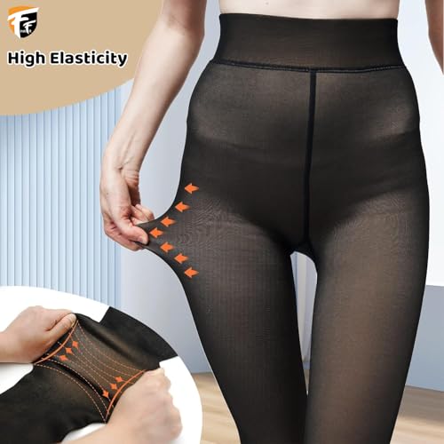 FirstFit Premium Fleece Lined Thermal Leggings for Women, Stretchable Thick Warm Thermal Tights, Slim Fit High Waisted Semi Opaque Gym & Yoga Pant for Winter (Waist Size: 26 to 34 Inch) Coffee Black - Image 4
