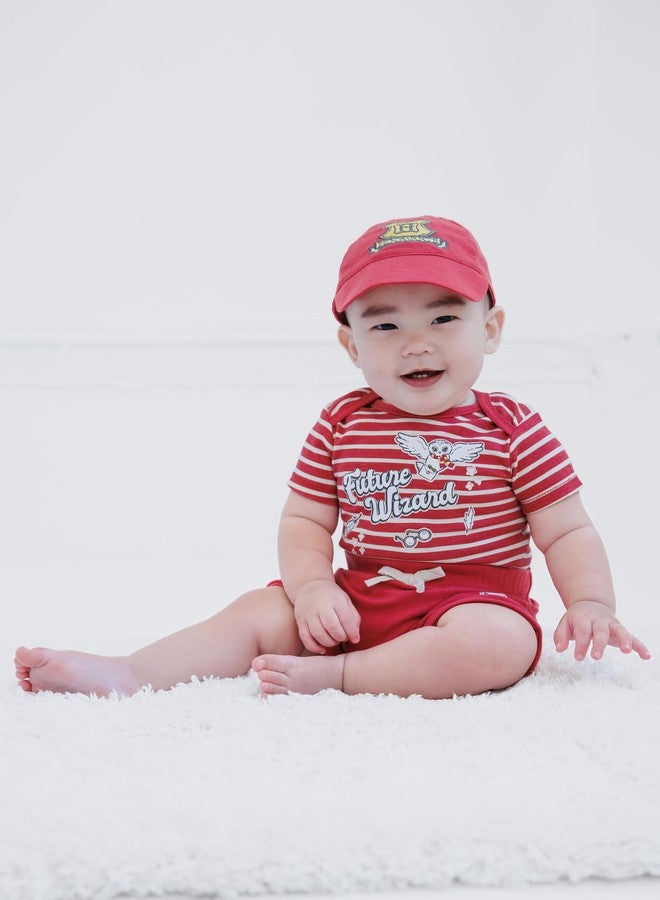 Harry Potter Hedwig Infant Baby Boys Bodysuit, Shorts and Baseball Cap 3 Piece Outfit Set Maroon Red 18 Months - Image 2