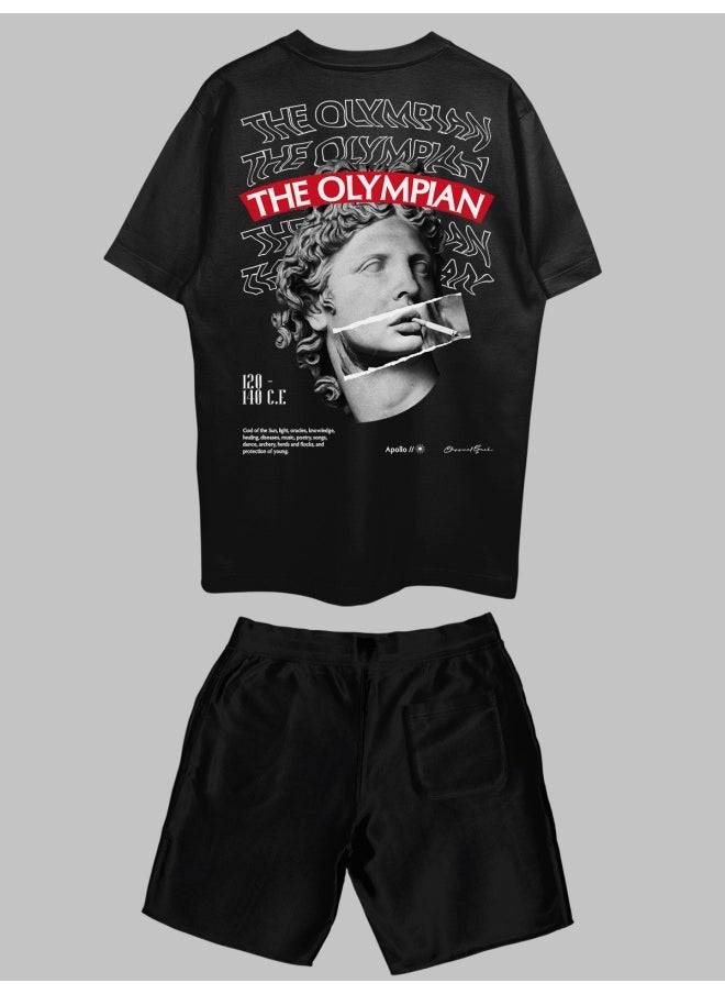 THREADCURRY THREADCURRY The Olympian Printed Co-ord Set for Men - Half Sleeve Oversized T-Shirt and Shorts  - Image 2