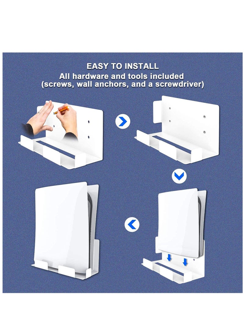Wall Mount for Playstation 5 (Disc and Digital), PS5 Accessories Stable Metal Hanging Stand Console Mounting Stand/Holder/Rack Space Saving & Improved Airflow