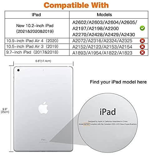 ProElite Smart Trifold Flip Stand Case Cover for Apple iPad 10.2" 9th Gen (2021) / 8th Gen / 7th Gen, Translucent Back, Grey - Image 2