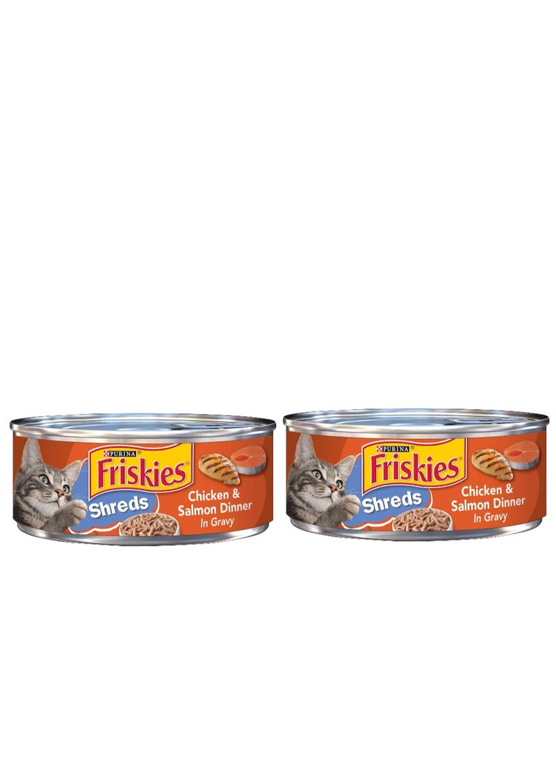 Friskies Shreds Chicken & Salmon Dinner In Gravy 156g pack of 2