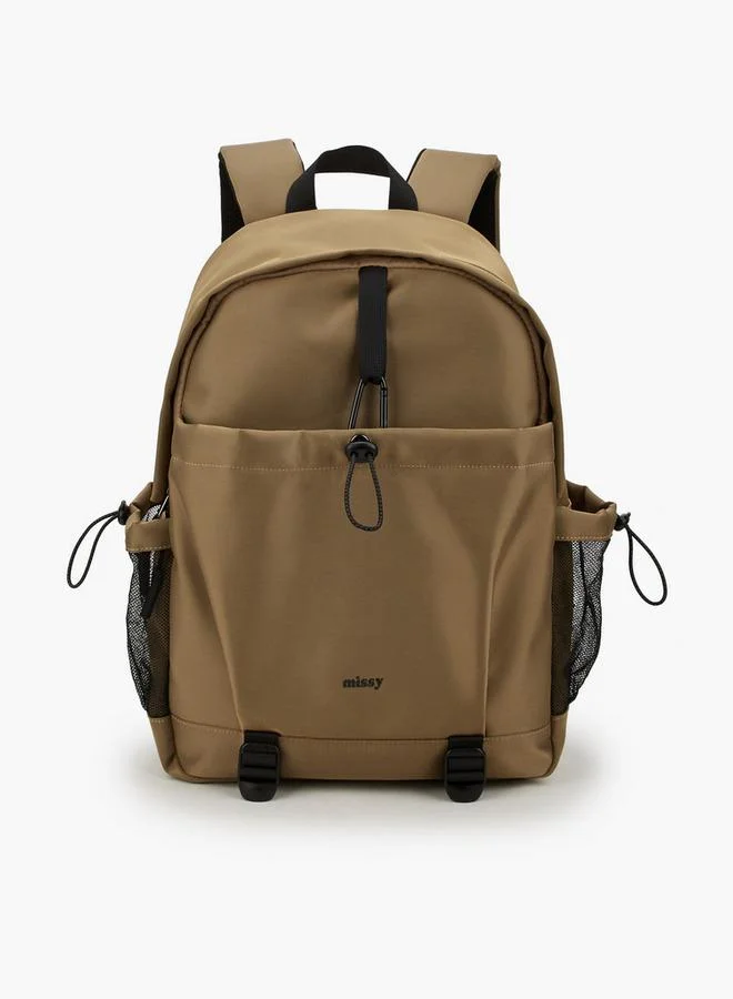 Solid School Backpack With Cord Lock Cinch