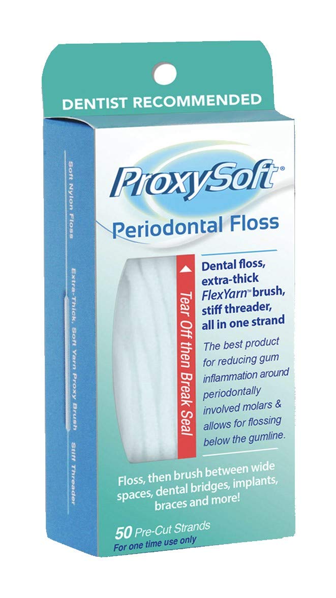 ProxySoft Periodontal Floss, 1 Pack - Dental Floss Threader, Braces Floss and Thick ProxyBrush for Daily Care of Periodontal Disease and Gum Health - Orthodontic Flossers for Braces and Teeth - Image 1