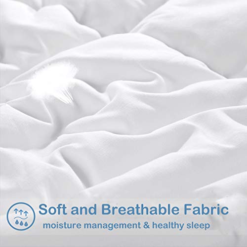 EASELAND Oversized King Down Alternative Comforter - Quilted Duvet Insert for All Seasons, Soft Lightweight with Corner Tabs, Summer Winter Warm Bedding, White 98x116 Inches - Image 4