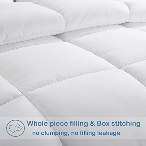 EASELAND Oversized King Down Alternative Comforter - Quilted Duvet Insert for All Seasons, Soft Lightweight with Corner Tabs, Summer Winter Warm Bedding, White 98x116 Inches - Image 3