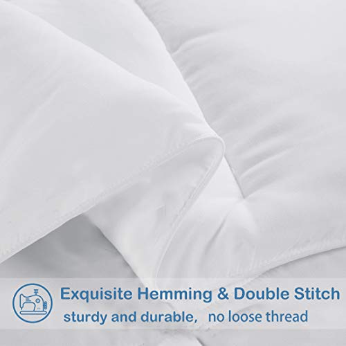 EASELAND Oversized King Down Alternative Comforter - Quilted Duvet Insert for All Seasons, Soft Lightweight with Corner Tabs, Summer Winter Warm Bedding, White 98x116 Inches - Image 5